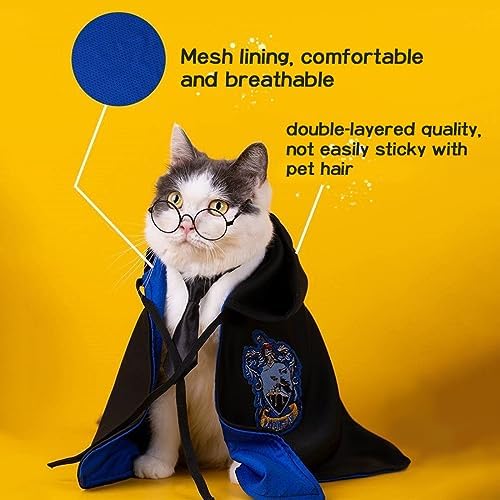 MANON ROSA Dog Halloween Costume - Wizard Cosplay Dress with Witch Cape Bowtie Glasses - Pet Party Clothes for Small Medium Large Dogs Puppies Cats Green Medium - Image 3