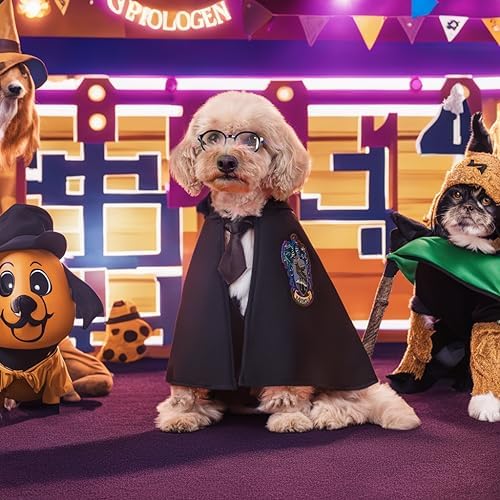 MANON ROSA Dog Halloween Costume - Wizard Cosplay Dress with Witch Cape Bowtie Glasses - Pet Party Clothes for Small Medium Large Dogs Puppies Cats Green Medium - Image 6