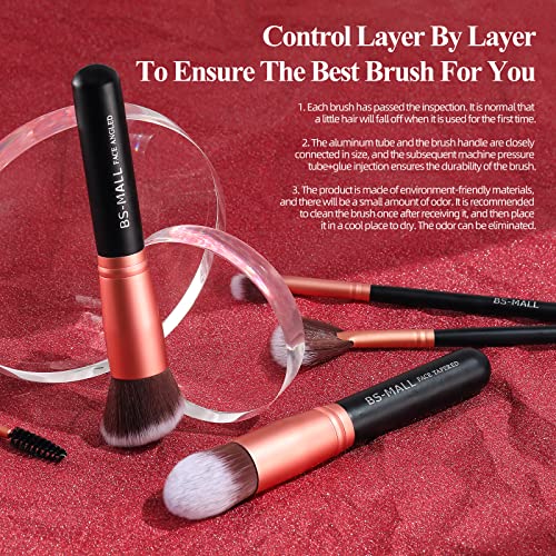 Makeup Brushes BS-MALL Premium Synthetic Foundation Powder Concealers Eye Shadows Makeup 14 Pcs Brush Set, Rose Golden, with Case - Image 4