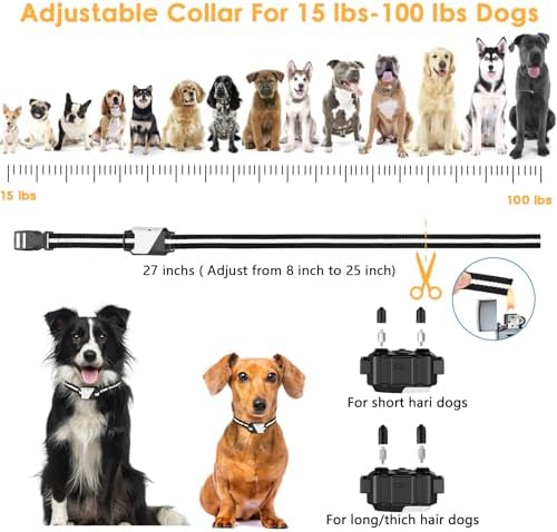 PIOUNS Dog Shock Collar, IP67 Waterproof Dog Training Collar with Remote, 3 Training Modes, Shock, Vibration and Beep, Rechargeable Electric Shock Collar for Large Medium Small Dog - Image 6