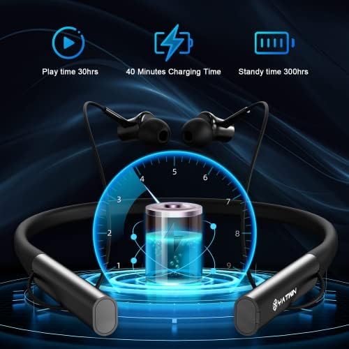 YATWIN Bluetooth Headphones,V5.3 Wireless Headset Noise Cancelling, IPX7 Waterproof Bluetooth Earbuds, 30Hrs Playtime Wireless Earbuds with Mic for Sports, Immersive Bass, 10mm Drivers in-Ear Earbuds - Image 4