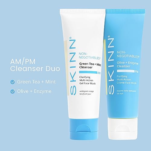 Day & Night Face Wash for Women & Men - Refreshing Green Tea & Mint Infusion, Nourishing Olive & Enzyme Formula - Complete AM/PM Cleanser Set for Hydrated - Image 2