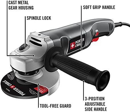 PORTER-CABLE Angle Grinder Tool, 4-1/2-Inch, 7.5-Amp (PC750AG), Grey,black - Image 2