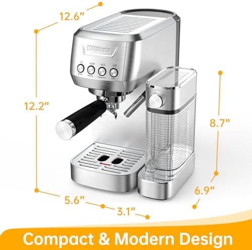 Espresso Machine, 20 Bar Cappuccino Machines for Home, Latte Machine with Automatic Milk Frother, Coffee Maker with Dual Wall & ESE Filters - Image 6