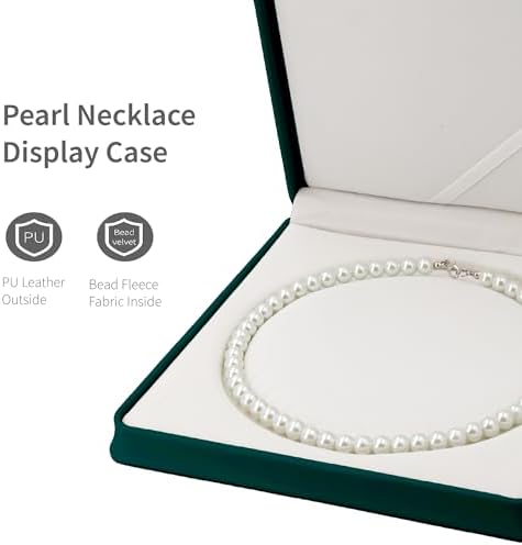 PU Leather Jewelry Box Pearl Necklace Display Case Organizer Storage Holder Boxes for Home,Shopping Malls, Exhibition,Travel. (Green) - Image 5