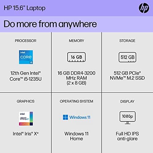HP 15.6 inch Laptop, FHD Display, 12th Gen Intel Core i5, 16 GB RAM, 512 GB SSD, Intel Iris Xe Graphics, Windows 11 Home, 15-dy5399nr (2023),Silver - Image 2