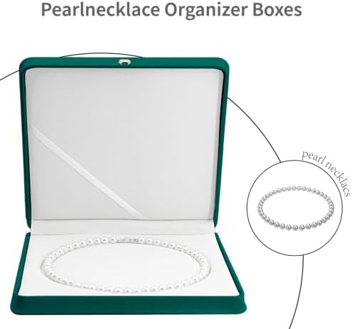 PU Leather Jewelry Box Pearl Necklace Display Case Organizer Storage Holder Boxes for Home,Shopping Malls, Exhibition,Travel. (Green) - Image 6