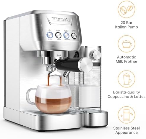 Espresso Machine, 20 Bar Cappuccino Machines for Home, Latte Machine with Automatic Milk Frother, Coffee Maker with Dual Wall & ESE Filters - Image 3