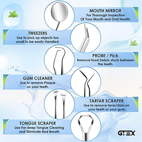 Dental Tools, Dental Pick, Plaque Remover for Teeth Cleaning Tools, Dental Picks for Teeth Cleaning Kit, Tooth Cleaner, Tartar Remover for Teeth - Dentist Kit - Image 3