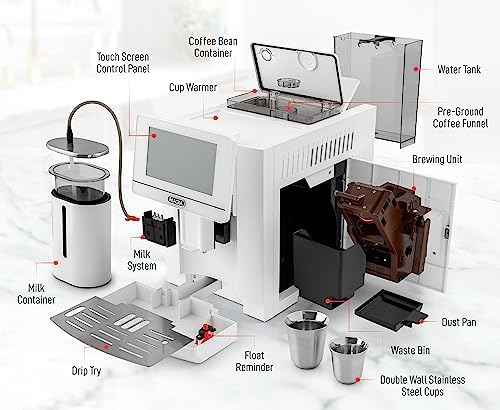 Zulay Kitchen Magia Super Automatic Espresso Machine with Grinder - Espresso Maker with Milk Frother & Insulated Milk Container- Cappuccino & Latte Machine - Touch Screen, 19 Recipes, 10 Profiles - Image 10