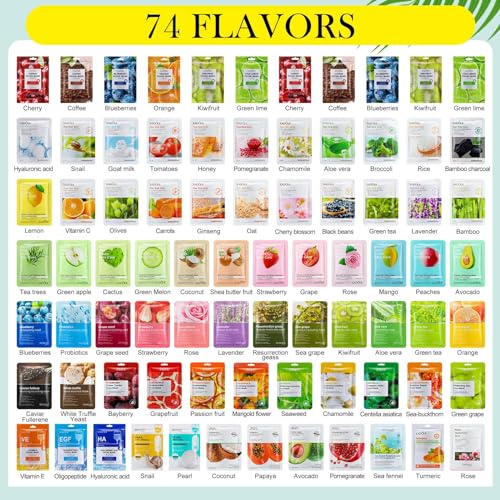 80 Pcs Combo Essence Face Masks Skincare Hydraiting Facial Mask Moisturizing Self Care Sheet Mask for Women Girls Home Spa Skin Care - Image 2