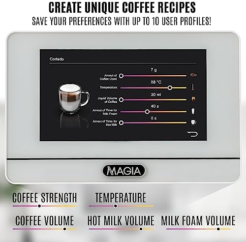 Zulay Kitchen Magia Super Automatic Espresso Machine with Grinder - Espresso Maker with Milk Frother & Insulated Milk Container- Cappuccino & Latte Machine - Touch Screen, 19 Recipes, 10 Profiles - Image 6