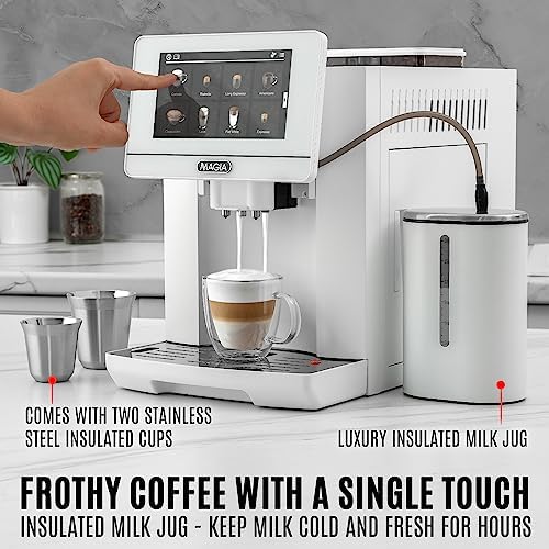 Zulay Kitchen Magia Super Automatic Espresso Machine with Grinder - Espresso Maker with Milk Frother & Insulated Milk Container- Cappuccino & Latte Machine - Touch Screen, 19 Recipes, 10 Profiles - Image 4