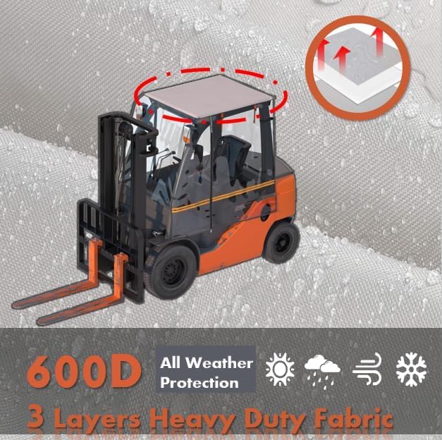 Forklift Cover,All Weather Protection, Forklift Cover for Rain Up to 6000LB,EVA Transparent&600D Oxford Coated Silver Cloth,Forklift Cover Waterproof,57"L x 47"W x 52"H - Image 4