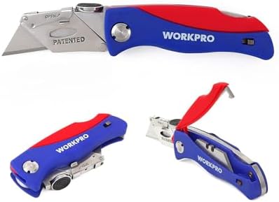 WORKPRO Folding Utility Knife, Quick-Change Box Cutter, Blade Storage in Handle with 5 Extra Blades Included - Image 4