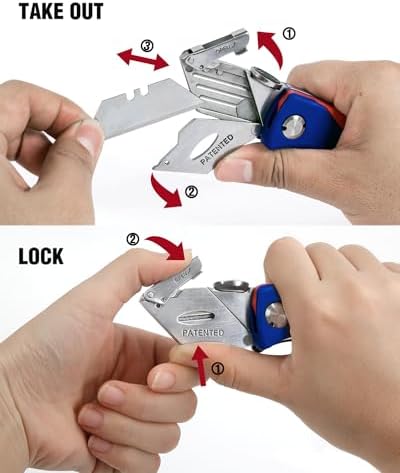 WORKPRO Folding Utility Knife, Quick-Change Box Cutter, Blade Storage in Handle with 5 Extra Blades Included - Image 6