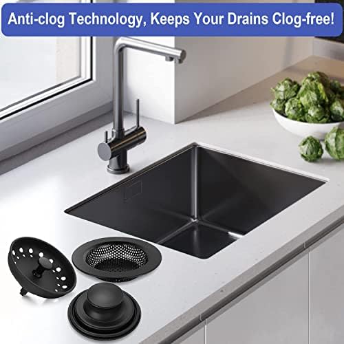3 Pack of Kitchen Sink Stopper Strainer, Upgraded Sink Basket Strainer Set, Universal Anti-Clogging Sink Drain Strainer, Stainless Steel Kitchen Sink Drain Filter Sieve (Black) - Image 7