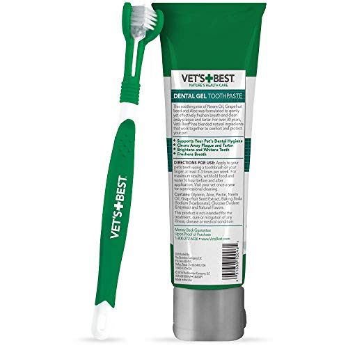 Vet's Best Dog Toothbrush & Toothpaste Kit - Natural Ingredients Reduce Plaque, Whiten Teeth, Freshen Breath - Image 2