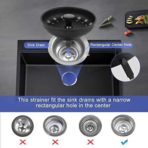 3 Pack of Kitchen Sink Stopper Strainer, Upgraded Sink Basket Strainer Set, Universal Anti-Clogging Sink Drain Strainer, Stainless Steel Kitchen Sink Drain Filter Sieve (Black) - Image 6
