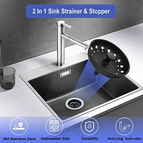 3 Pack of Kitchen Sink Stopper Strainer, Upgraded Sink Basket Strainer Set, Universal Anti-Clogging Sink Drain Strainer, Stainless Steel Kitchen Sink Drain Filter Sieve (Black) - Image 5